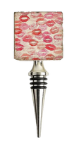 Load image into Gallery viewer, Bottle stopper featuring lipstick kiss marks on a textured background.