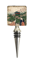 Load image into Gallery viewer, Wine bottle stopper with Japanese-style landscape design.