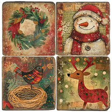 Load image into Gallery viewer, Holiday Tumbled Marble Coaster Sets
