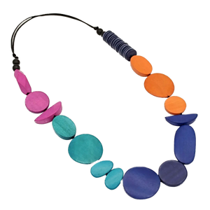 Multi Color Shapes Wood Necklace