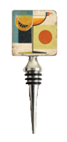 Load image into Gallery viewer, Decorative bottle stopper with abstract cocktail design on a white background
