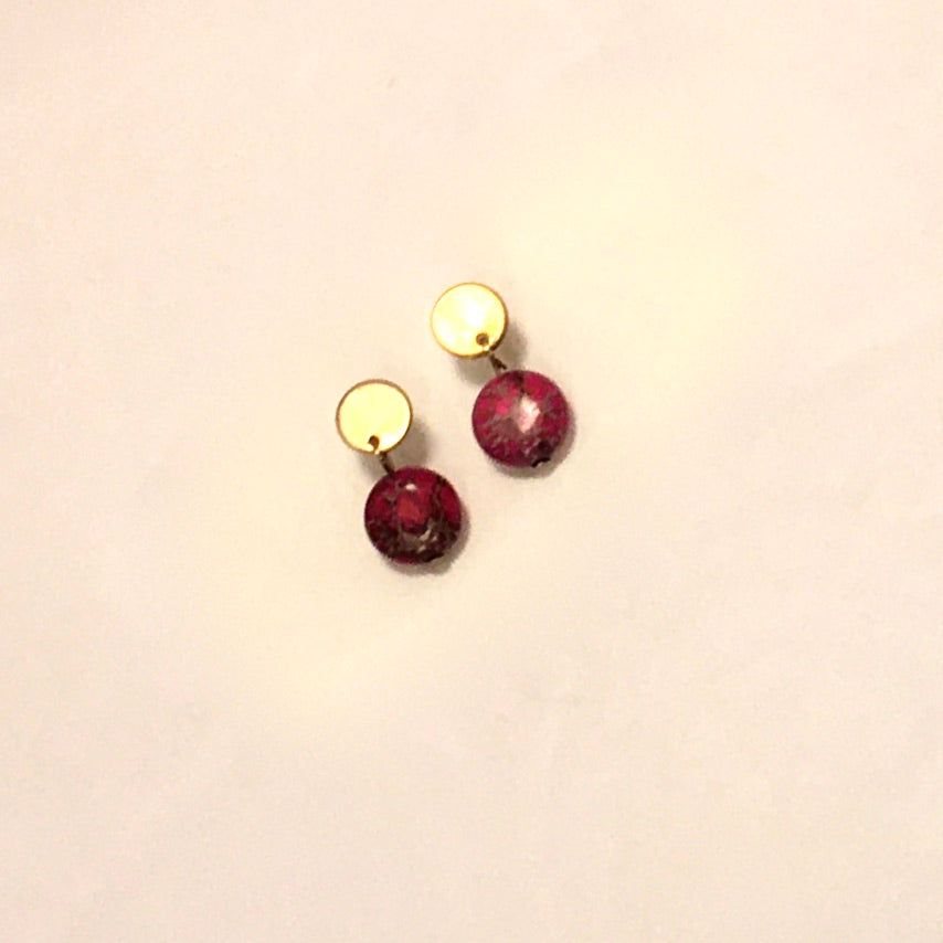 Brass and Stone Necklace, Earring and Bracelet